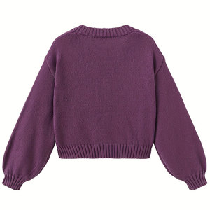Cárdigan de Punto Premium con Cuello en V, Bordado, Cierre de Botones, Logotipo Personalizado, Tejido Suave de Algodón y Lana, Estilo Casual para Invierno - Product Image 2