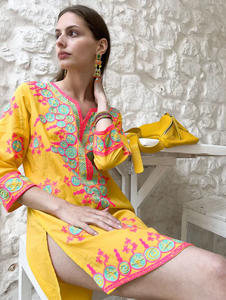 ใหม่อินเทรนด์เดรสแฮนด์เมดปักสามในสี่แขนมินิความยาวพรรคสวมชุดลําลองสั้น - Product Image 4