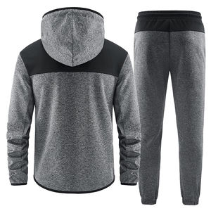 Ensemble survêtement pour homme personnalisé, deux tons, bloc de couleur, avec poches zippées, taille élastique avec cordon de serrage, 2 pièces - Product Image 3