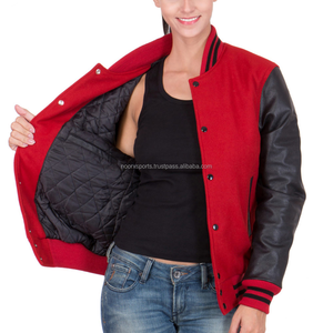 เสื้อแจ็กเก็ตขนสัตว์คุณภาพสูงสำหรับผู้หญิงมีสไตล์แขนหนังแท้กระดุมติดโลโก้ตามสั่งสำหรับฤดูหนาว - Product Image 3