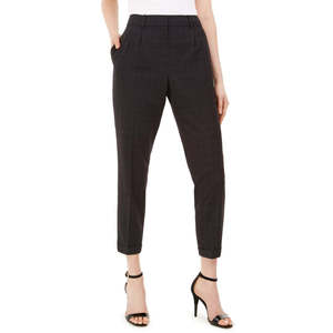 Pantaloni Calvin Klein da donna slim a vita alta, a gamba dritta, in tela colorata, anti-piega, neri, taglia XL, per ragazze 8 - Product Image 1