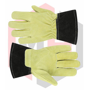 2025ถุงมือหนังผ่าหน้าสีเหลืองอ่อนใส่สบายสำหรับงานเชื่อมงานเชื่อมงานสวนอย่างนุ่มนวลป้องกันไฟฟ้าสถิตย์ - Product Image 4