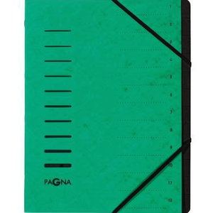 PAGNA DIN <b>A4</b> 240g/m Pressed Chipboard File <b>Folder</b> Green Color with 12 Black Compartments - Product Image 3
