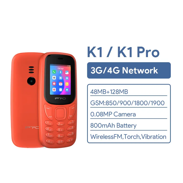 2022 Hot selling SCT107 chipset 4G smart feature phone IPRO K1 1.77inch 48MB+128MB mobile phone cost competitive feature phone