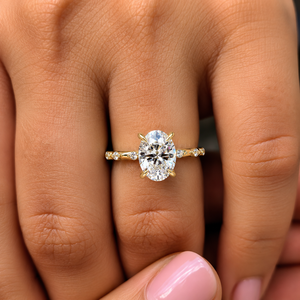 Art Deco Oval <b>Bubble</b> Band Lab Grown Diamond Rings 14K Solid Gold <b>Wedding</b> Rings Engagement Rings IGI Certified Factory Wholesale - Product Image 2