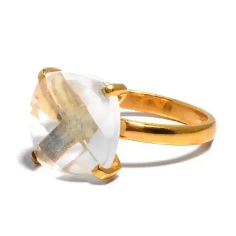 Crystal Quartz Gemstone Stacking 925 Sterling Silver Bridesmaid Gemstone Rings