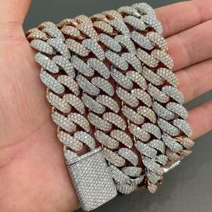 High Quality 18mm Thick Moissanite Diamond 925 Sterling Silver Iced Out <b>Cuban</b> <b>Link</b> <b>Chain</b> Hip Hop Wedding Fashion Jewelry - Product Image 4