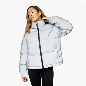 Jaket Puffer Potongan Putih untuk Wanita, Jaket Puffer Potongan Putih Modis Desain Baru, Mantel Puffer Tahan Kustom untuk Wanita