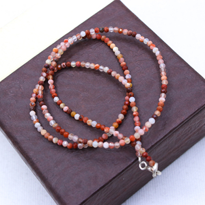 Memoria Jewels Handmade Natural Rhodochrosite Gemstone 925 Sterling <b>Silver</b> Beaded Geometric IGI Certified Elegant Chain <b>Necklace</b> - Product Image 3