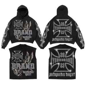 Ensemble survêtement pour homme respirant, taille plus, imprimé, automne, sweat-shirt et jogging, haute qualité, 100% coton, vêtements de sport - Product Image 2