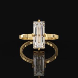 แหวนหมั้นโซลิแทร์สุดพิเศษแหวน2 CT Moissanite Baguette 10K ชุบทองอย่างดีเครื่องประดับแฟชั่นแหวนผู้ขาย - Product Image 1