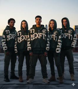 เสื้อฮู้ด Rexfit Sports สำหรับผู้ชาย แบบซิปเต็มตัว ดีไซน์ทำเก่า แต่งลายปักที่หน้าอก แขนเสื้อตัดสี สไตล์สตรีท ฮู้ดดี้ลำลองแบบมีซิป - Product Image 2