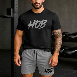 Camiseta de algodón 100% personalizable Unisex para hombre, conjunto de pantalones cortos, ropa de calle con serigrafía de 300gsm, pantalones cortos personalizables, camisetas - Product Image 4