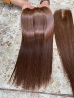 Paquets de cheveux bon marché avec os de fermeture, Extensions de cheveux humains péruviens droits brun foncé, cuticules alignées