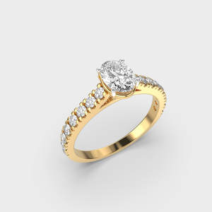 Anillo de compromiso de solitario de oro sólido de 14 quilates para mujer, joyería romántica de media eternidad con diamantes cultivados en laboratorio de corte ovalado para boda - Product Image 3