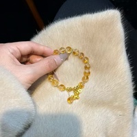 Bracelet Tendance en Citrine Jaune Naturelle 9mm avec Breloque Cheval, Perles Élastiques DIY, Cristal de Guérison et Pierre Précieuse pour la Prospérité, Cadeau Femme Homme