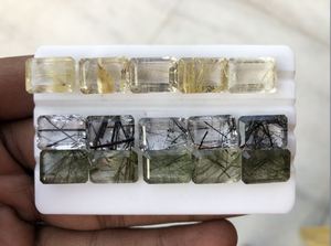 พลอยรูไทล์ควอตซ์สีทองเขียวดำธรรมชาติ ขนาด 8 มม. 10 มม. 12 มม. ทรงเหลี่ยมแปดเหลี่ยม สำหรับทำเครื่องประดับขายส่ง แหวน - Product Image 2