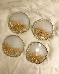 Bandeja decorativa de resina Bandeja de café hecha a mano con juego de bandejas de resina personalizadas de buena calidad - Product Image 2