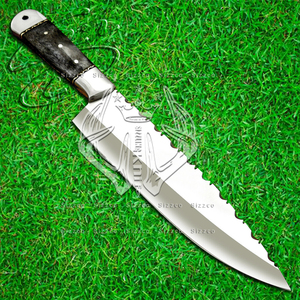 Couteau de chef de cuisine à lame en acier D2 de haute qualité fabriqué sur mesure avec une gaine en cuir d'os teinté à coupe lisse - Product Image 2