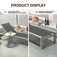 Chaise longue de patio légère à séchage rapide en tissu, avec cadre en aluminium réglable et maille respirante, pour piscine et extérieur