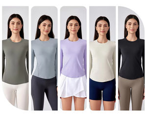 Women's Long Sleeve Gym Fitness Workout Shirts Elastic Waist Wholesale New <b>Thin</b> <b>Tight</b> Training Running Sports Breathable Yoga - Product Image 6