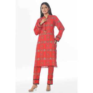 Conjunto de traje Khaddar estampado sin coser de 2 piezas para mujer WNST-42004 - Product Image 1