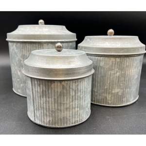 Juego de recipientes galvanizados de alta calidad con construcción vintage y soportes de etiquetas diseñados para un almacenamiento atractivo y ordenado - Product Image 6