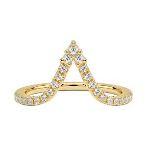 Anillo Minimalista de Eternidad con Circonita Blanca en Forma de V, Chapado en Oro de 18K, Joyería Apilable para Mujer, Bodas - Product Image 1