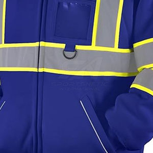 Hi Vis Safety Fleece Zip Hoodie for Men <b>Reflective</b> Sweatshirts <b>Jackets</b> Detachable Hood <b>Cycling</b> Safety <b>Jacket</b> - Product Image 3