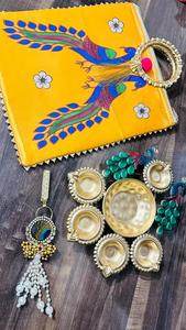 Llavero Urli de bolso amarillo hecho a mano de alta calidad con impresión en relieve para la decoración del hogar de Diwali directo del proveedor indio - Product Image 5