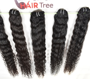 Extensions de cheveux humains Remy indiens non traités de qualité naturelle, boucles profondes et ondulations d'eau, tissage double machine - Product Image 3
