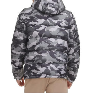 Chaqueta acolchada para hombre con diseño personalizado y cuello alto, técnica lavada de lona negra, estilo de calle frontal, invierno y otoño, OEM - Product Image 6