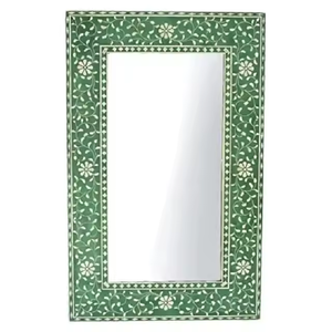 La mejor calidad, marrón oscuro, diseño de incrustaciones de hueso, marco de espejo colgante para dormitorio, espejo decorativo de pared de oficina, artesanías de media luna - Product Image 5