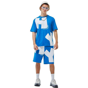 Camiseta informal para hombre, conjunto de pantalones cortos, 100% algodón, logotipo transpirable, característica, ropa de fábrica OEM de alta calidad para el verano - Product Image 2