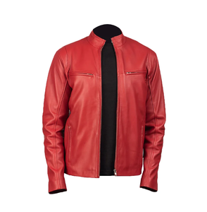 Genuine Leather Slim Fit Men's Jacket Viscose Lining Breathable Customizable High <b>Street</b> Zipper Closure Wholesale Winter jacket - Product Image 2