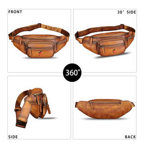 Riñonera de cuero genuino personalizada, bolso multifunción para festivales de viaje, cierre de cremallera, estilo de moda artesanal para hombres y mujeres - Product Image 3