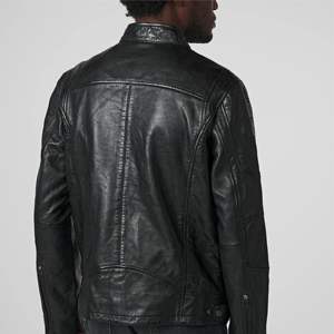 <b>Men</b> Black Vintage Racer Leather <b>Jacket</b> - Classic Slim Fit Motorcycle <b>Jacket</b> with Retro Style, Ideal for Casual Wear - Product Image 6