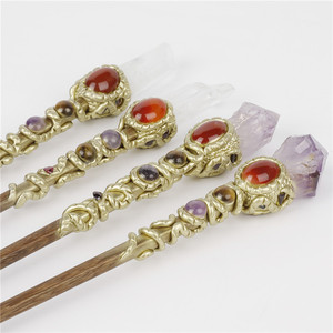 Sceptre Ornemental Créatif <span class=keywords><strong>en</strong></span> <span class=keywords><strong>Cristal</strong></span> Blanc Naturel et Améthyste, Bâton Magique Personnalisé, Arme Religieuse de Jeu - Product Image 4