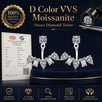 Boucles d'oreilles en argent sterling S925 avec moissanite 6 carats, design à corps divisé de 22 mm, plaqué rhodium, pour femmes, fabricant de bijoux de mariée
