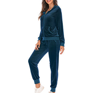 <b>Women's</b> Custom Logo <b>velvet</b> <b>tracksuit</b> Cotton 2-Piece Set Solid Pattern hot selling <b>Velvet</b> <b>Tracksuit</b> for <b>women</b> - Product Image 4