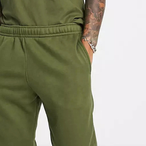 กางเกงจ็อกเกอร์ผู้ชาย สีเขียวมะกอก ผ้าฝ้ายฟลีซ กันยับ มีกระเป๋าข้างแบบเรียบ ขอบเอวยางยืด ทรงสกินนี่ - Product Image 3