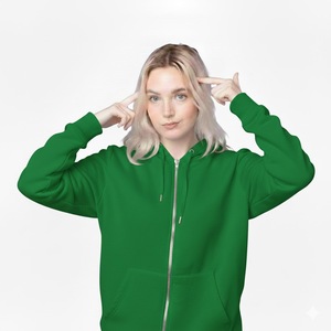 Sudadera con Capucha de Invierno para Mujer, Talla Grande, Nueva, Personalizada, 2025, Transpirable, de Punto, 100% Algodón, Estampada, Bordada, con Cremallera - Product Image 1