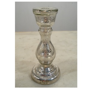 Portavelas de pilar de cristal de mercurio plateado para mesa decorativa para el hogar - Product Image 5