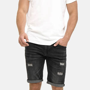 Pantalones Cortos de Moda Urbana para Hombre, Diseño Desgastado, Logotipo Personalizado, 100% Algodón, Cintura Elástica, Patrón Sólido, Transpirables - Product Image 3