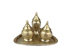 Juego de sal y pimienta de latón decorativo con textura hecha a mano y construcción duradera, ideal para uso en la cocina a largo plazo - Product Image 6