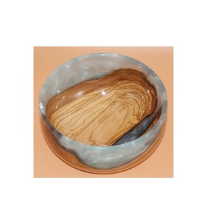 Bol de service en bois et résine pour la cuisine, fabriqué à la main, nouveau design, bol à salade en bois, meilleur emballage - Product Image 5