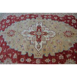 Alfombra de lana turca Vintage de 6,7x9,4 pies, área grande, tradicional, rojo, Beige, patrón de retazos, látex de 10mm para habitación de pasillo de adolescentes - Product Image 5