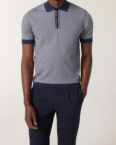 เสื้อโปโลผ้าฝ้าย100% สำหรับผู้ชายทรงสลิมฟิตผ้าระบายอากาศได้ดีสีดำมีสไตล์ออกแบบโลโก้ได้ตามต้องการ - Product Image 4