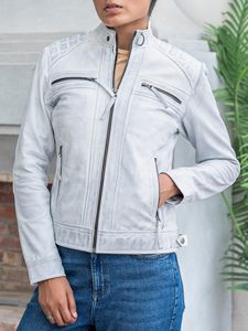 Chaqueta de Cuero de Moda para Mujer, Nueva Llegada, Alta Calidad, al por Mayor, Transpirable, Impermeable, Cuero Puro con Forro de Satén y Nailon - Product Image 2