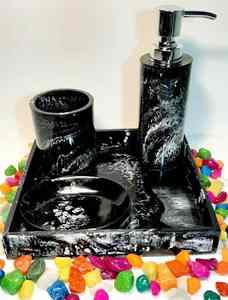 High Quality Eco-Friendly Hand-painted Customized Color Modern Design Resin 6-Piece Bathroom <b>Accessories</b> Set for Home <b>Decoration</b> - Product Image 2